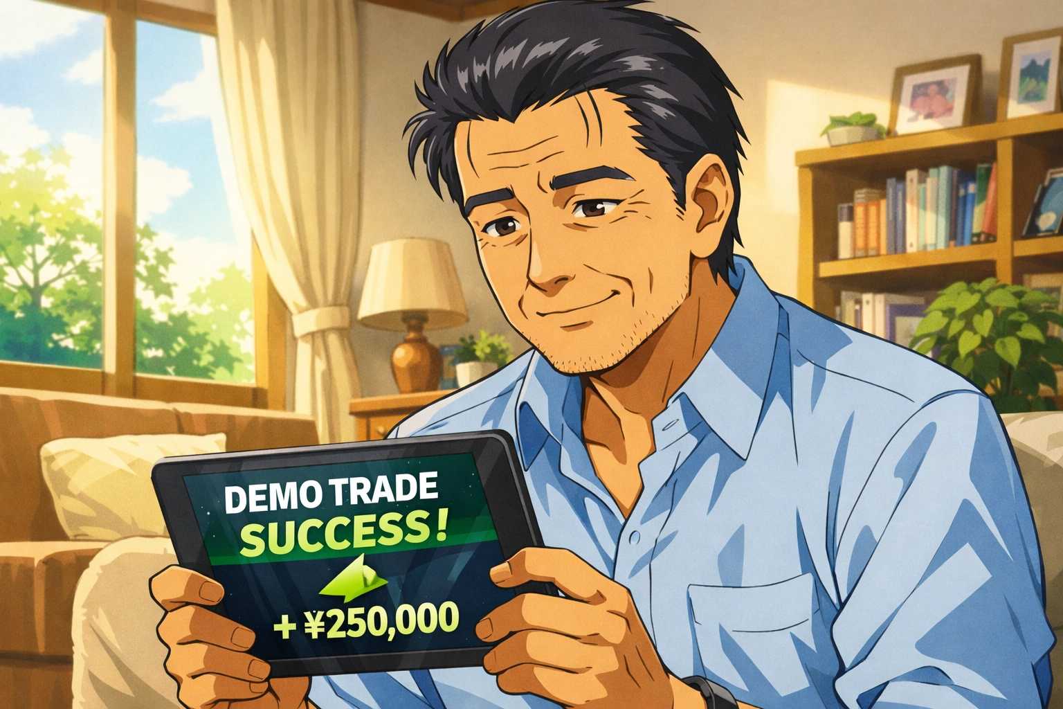 朝にチャートを確認する50代男性・90年代セルアニメ調